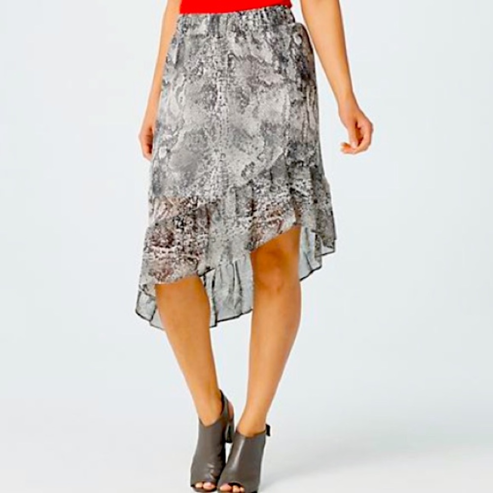 All Worthy Hunter McGrady Snake Asymmetrical Hem Skirt. Black X-Large